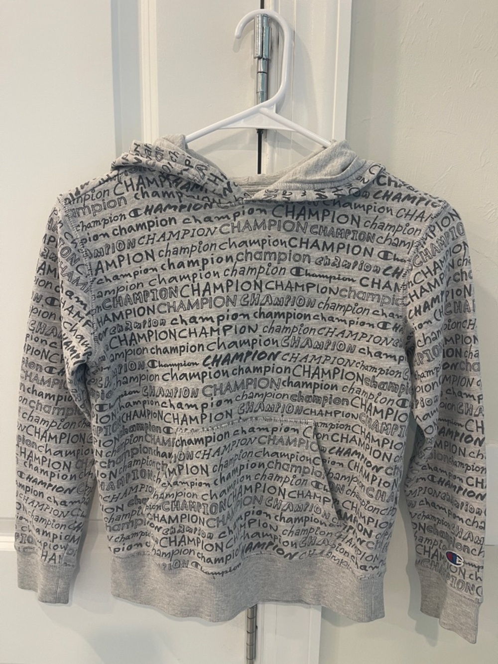 Champion Gray All-Over Logo Crewneck Sweatshirt